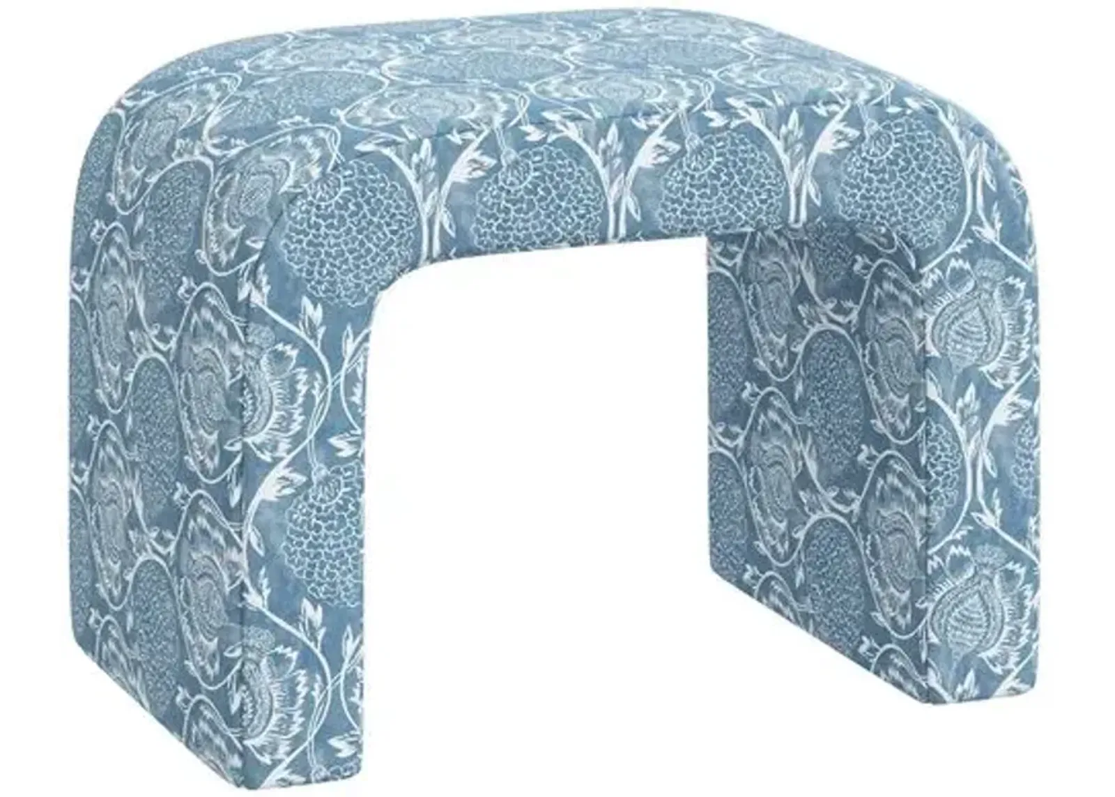 Celia Waterfall Ottoman - Ranjit Floral - Blue