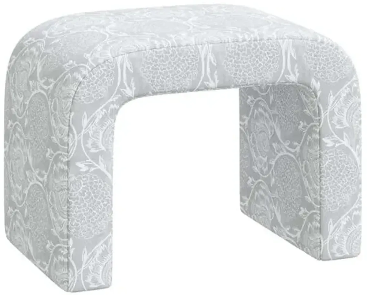 Celia Waterfall Ottoman - Ranjit Floral - Gray