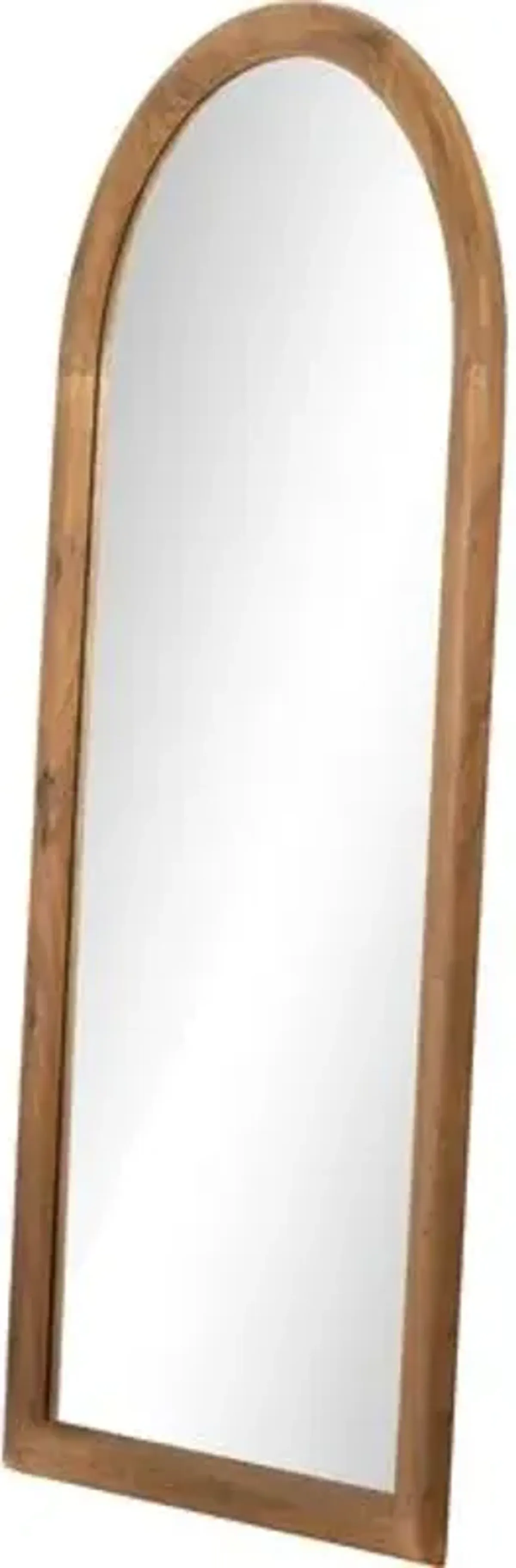 Killian Arched Wood Floor Mirror - Brown