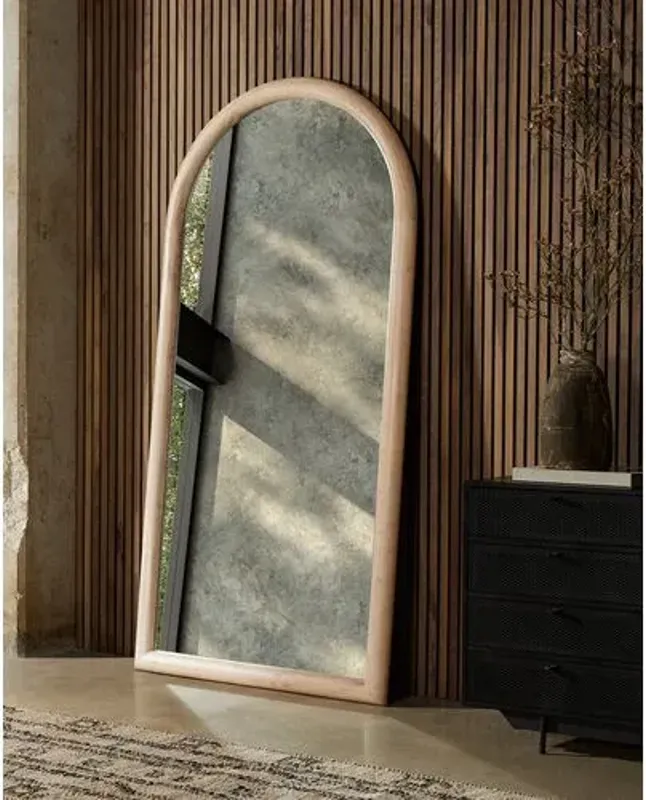 Killian Arched Wood Floor Mirror - Brown