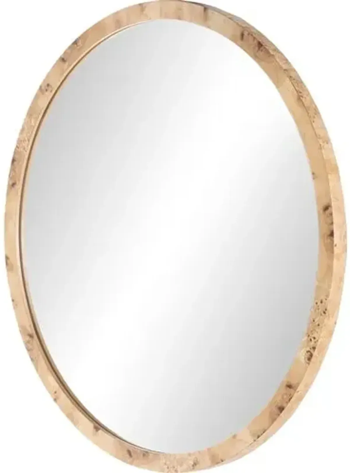 Valentina Round Wall Mirror - Amber Mappa Burl