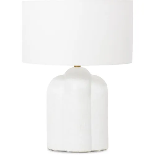 Aria Textured Concrete Table Lamp - Adobe - White