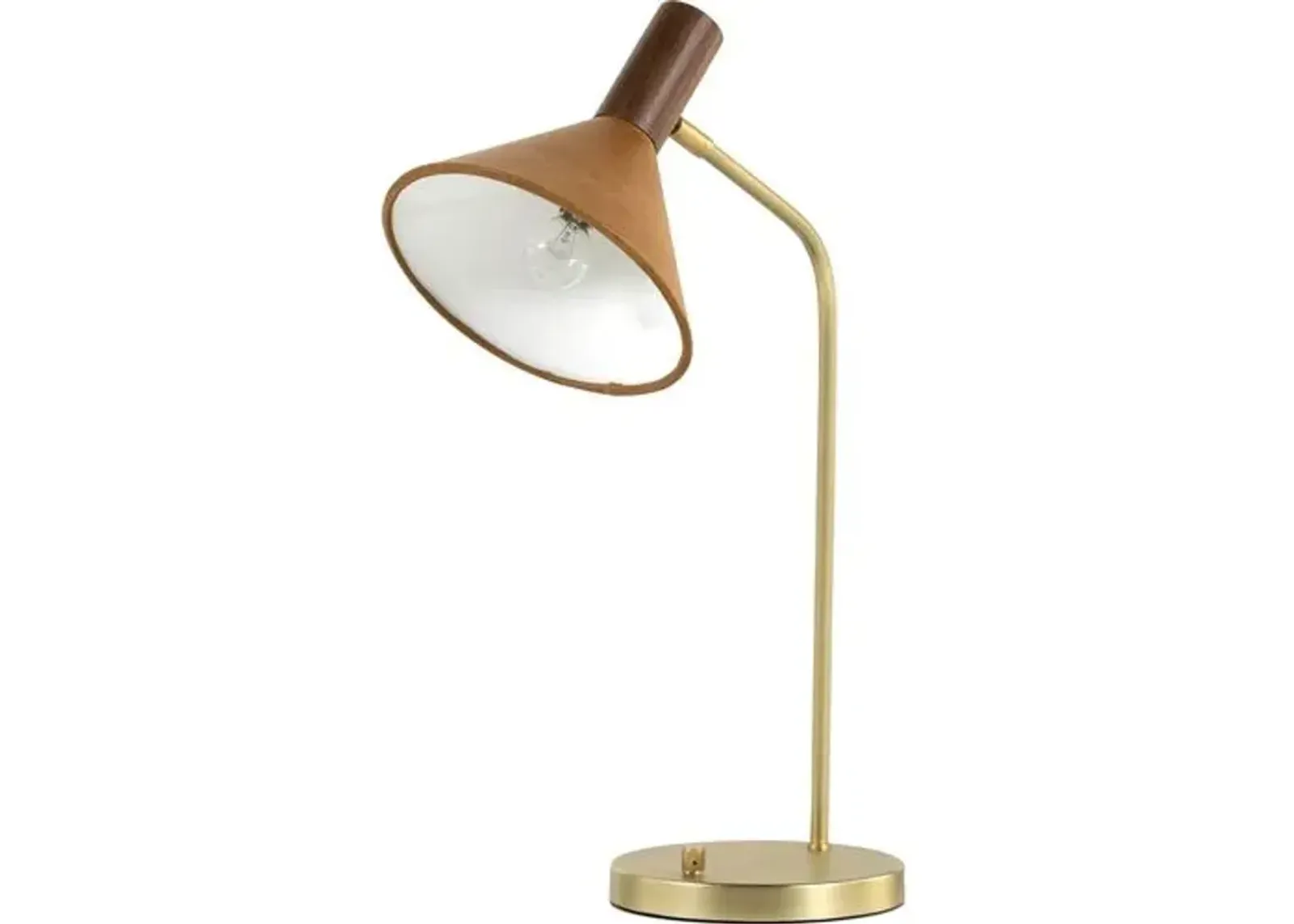 Willow Leather Task Lamp - Walnut - Brown