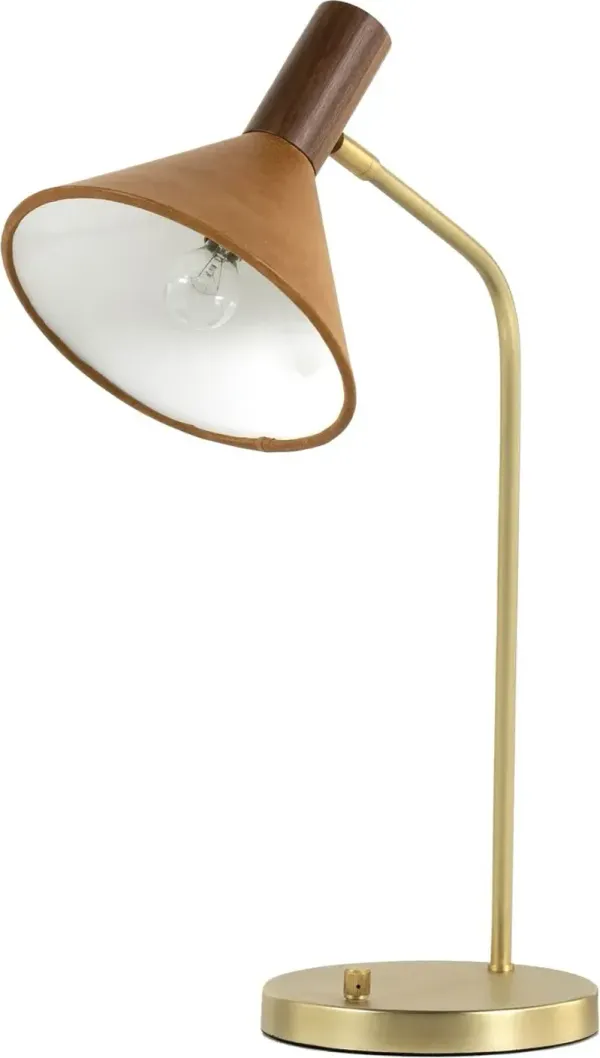 Willow Leather Task Lamp - Walnut - Brown