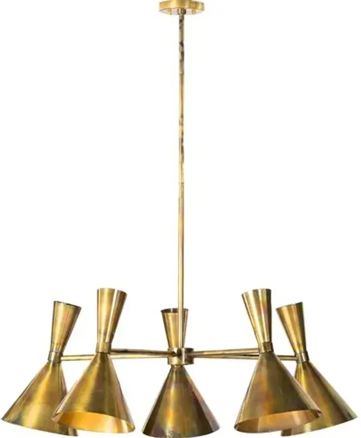 Nina Mid-Century 5-Light Chandelier - Burnt Brass - Gold