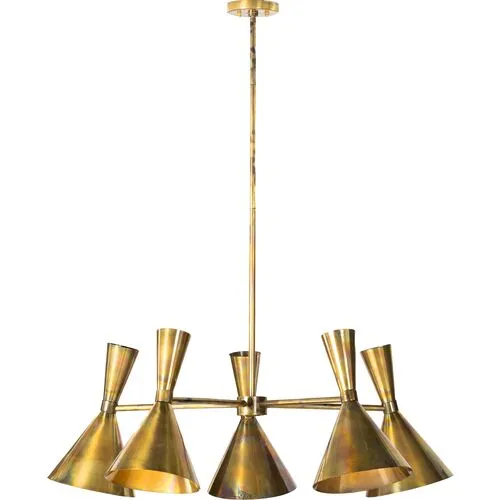 Nina Mid-Century 5-Light Chandelier - Burnt Brass - Gold