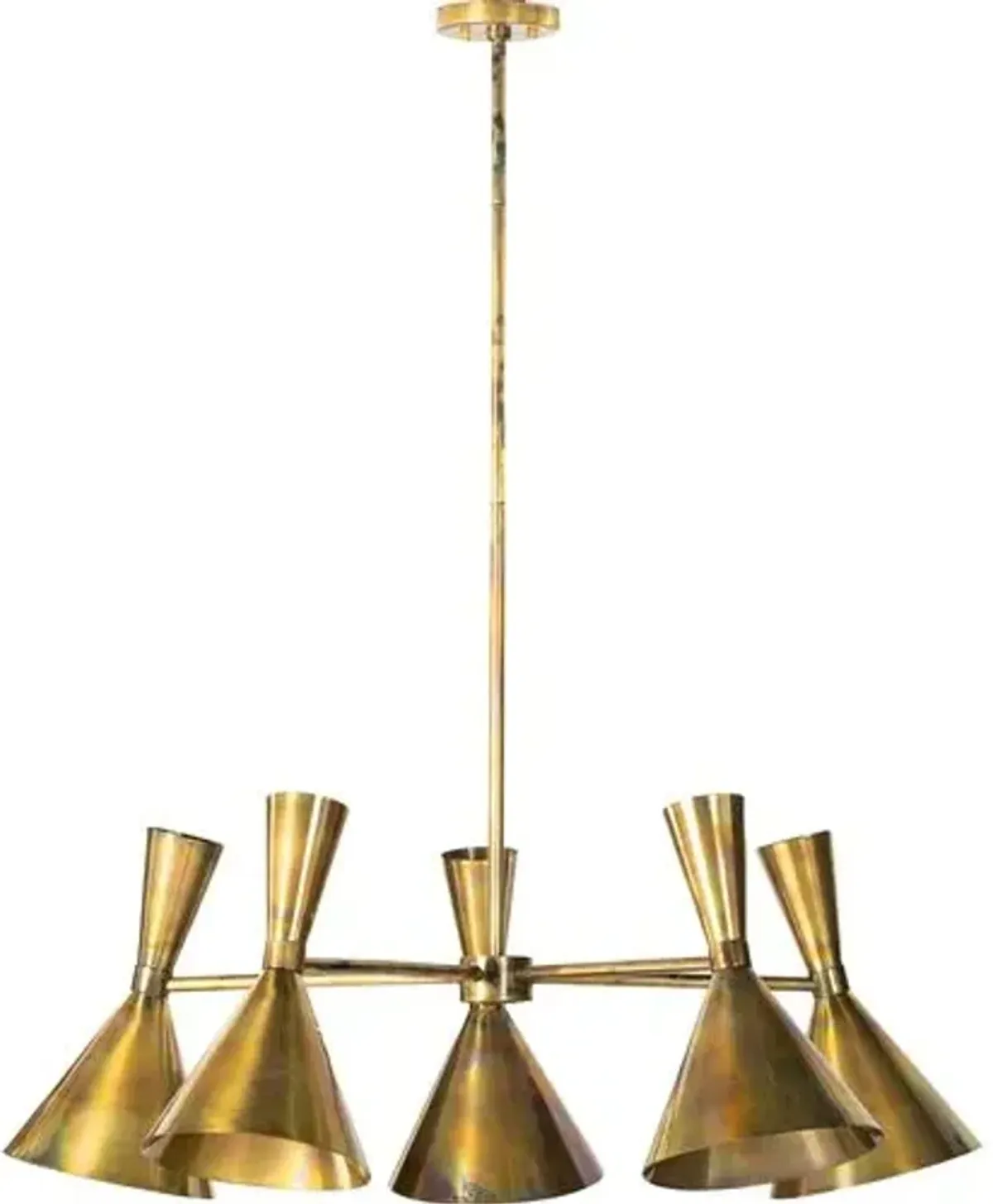 Nina Mid-Century 5-Light Chandelier - Burnt Brass - Gold