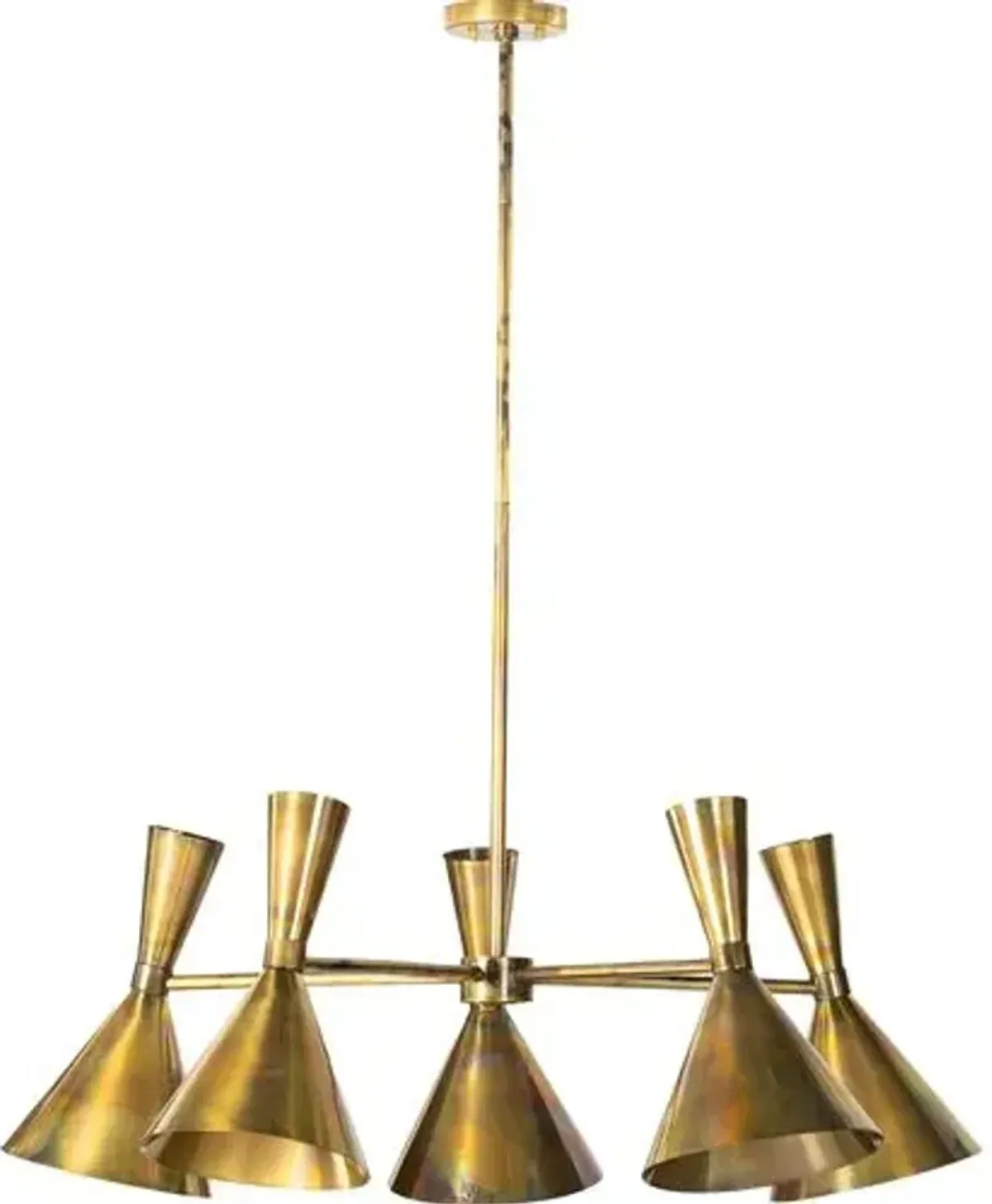 Nina Mid-Century 5-Light Chandelier - Burnt Brass - Gold