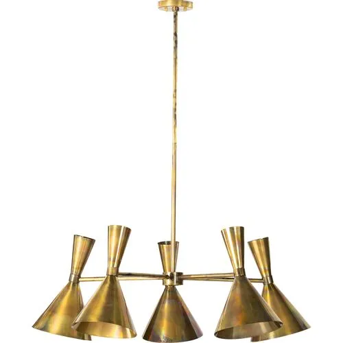 Nina Mid-Century 5-Light Chandelier - Burnt Brass - Gold