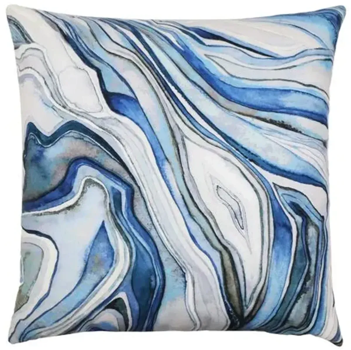 Eva 22x22 Swirl Malachite Pillow - Marine - The Piper Collection