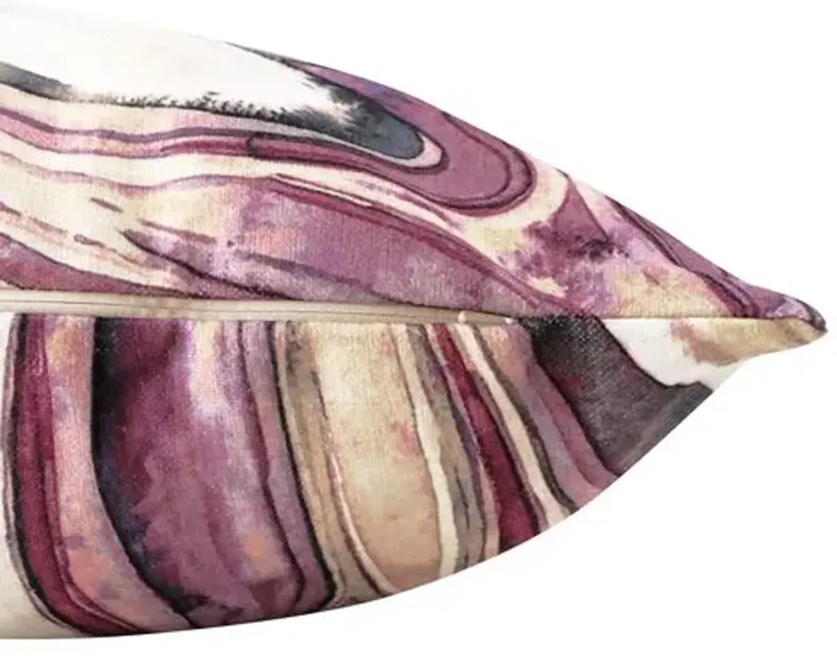 Eva 22x22 Swirl Malachite Pillow - Plum - The Piper Collection