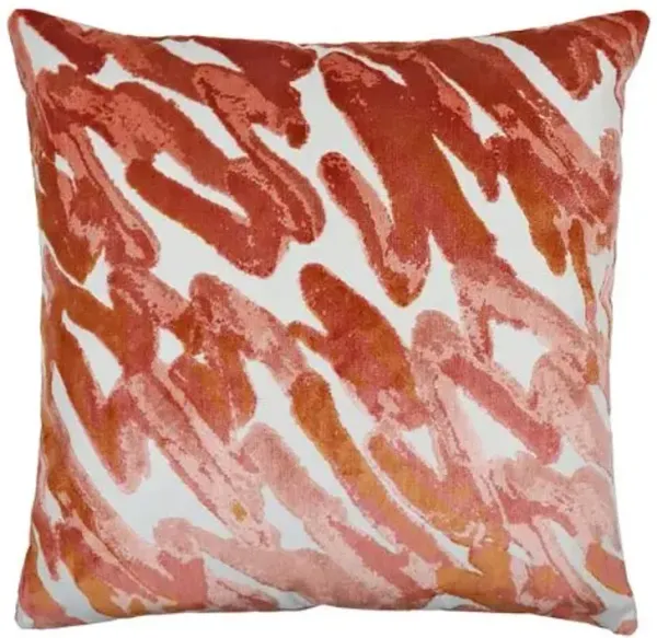Hazel 22x22 Graffit Velvet Pillow - Coral - The Piper Collection