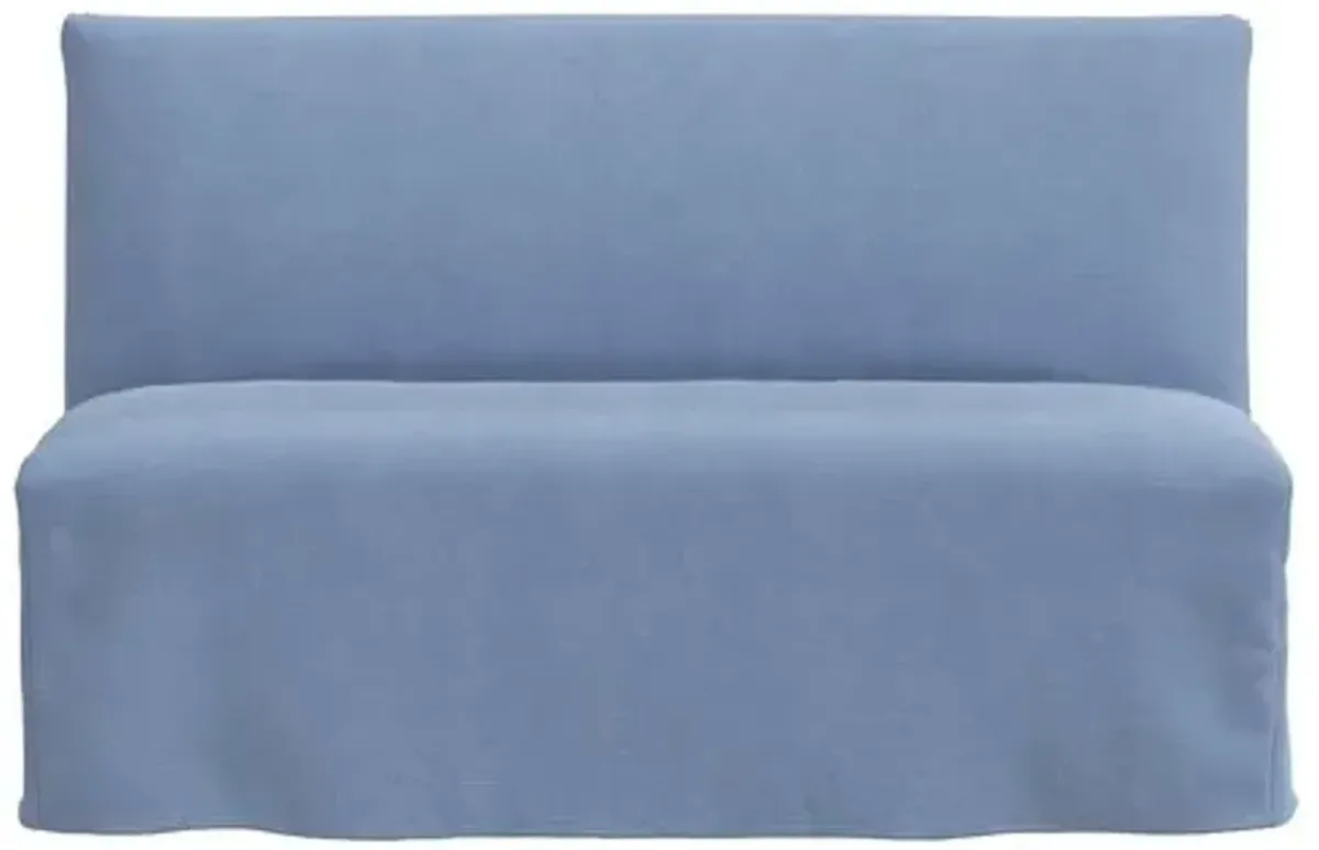 Edith Slipcover Dining Banquette - Linen - Blue