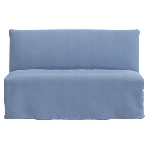 Edith Slipcover Dining Banquette - Linen - Blue