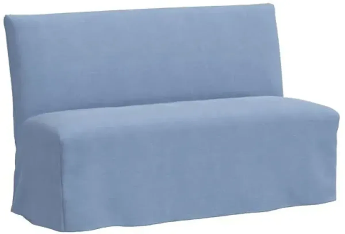 Edith Slipcover Dining Banquette - Linen - Blue