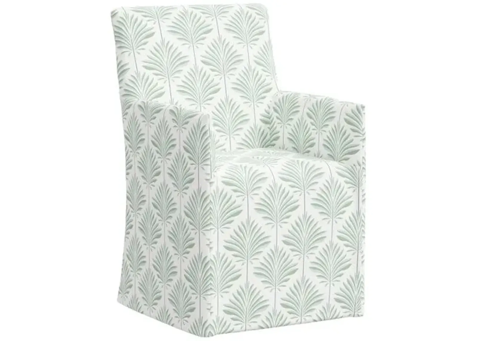 Edith Slipcover Dining Armchair - Cerifera Palm - Green