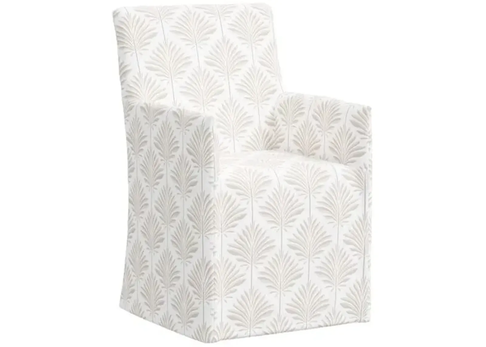 Edith Slipcover Dining Armchair - Cerifera Palm - Beige