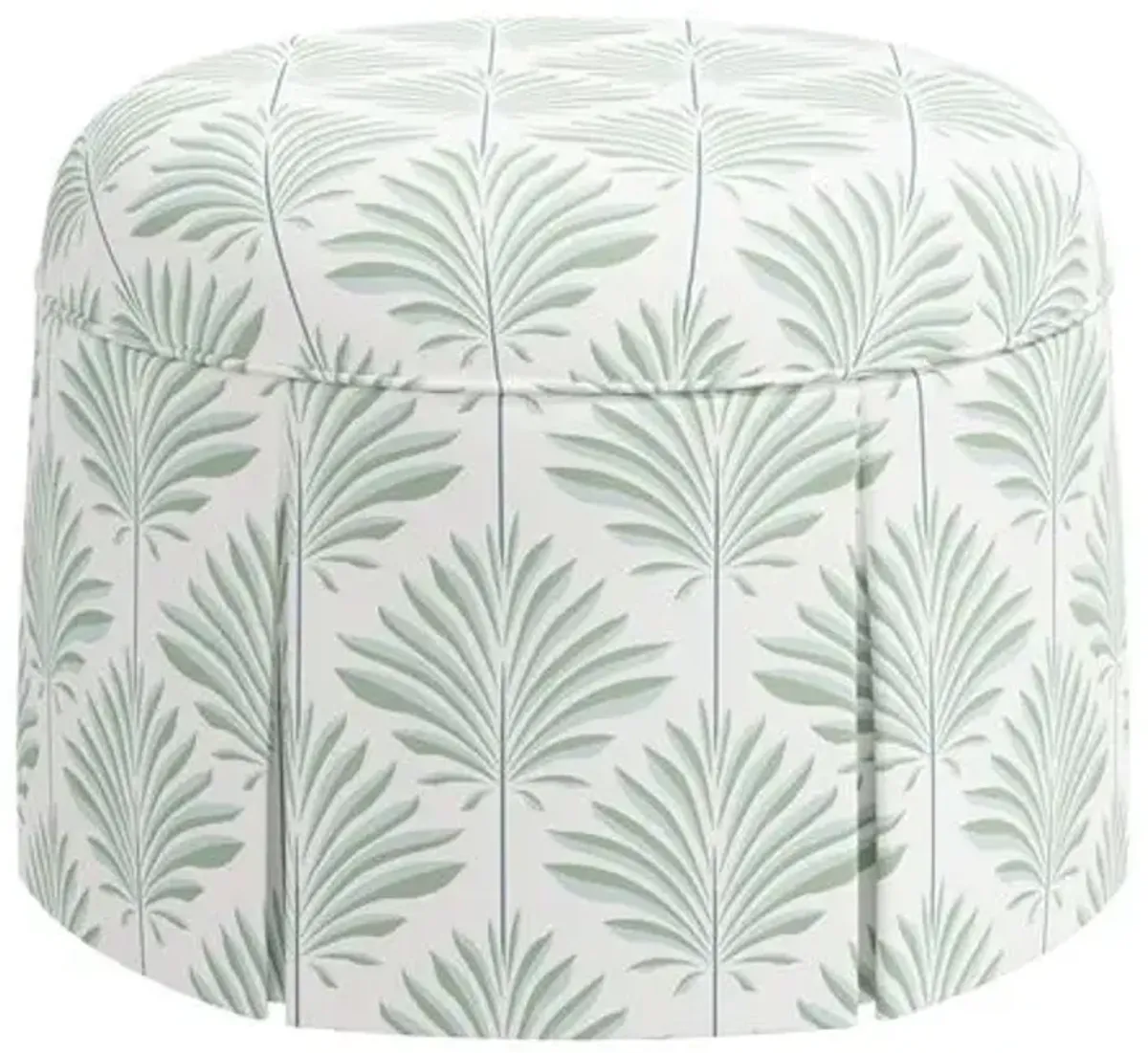 Liza Skirted Ottoman - Cerifera Palm - Green