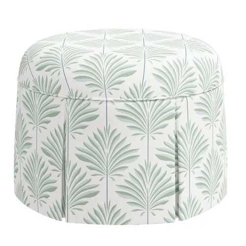 Liza Skirted Ottoman - Cerifera Palm - Green