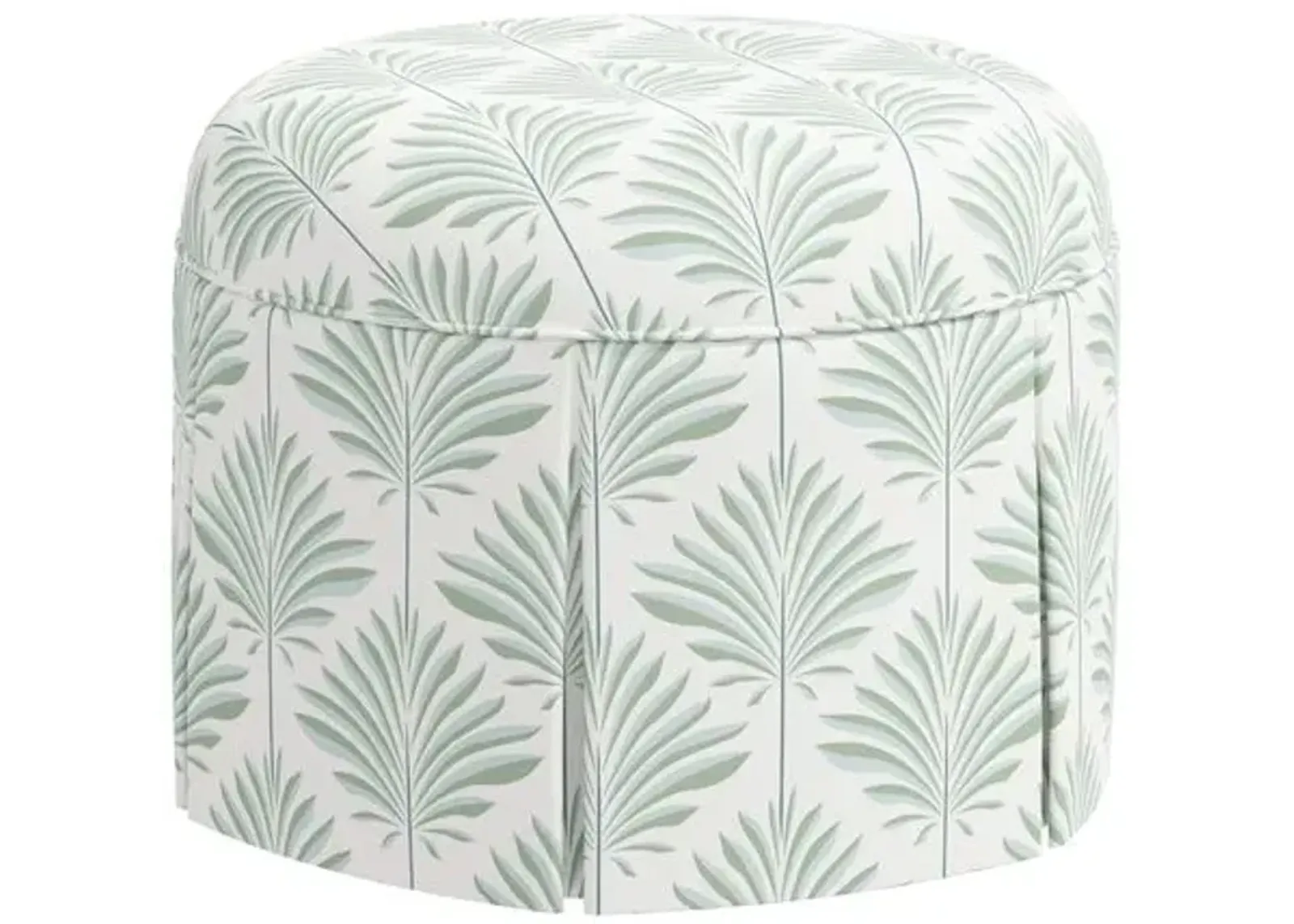 Liza Skirted Ottoman - Cerifera Palm - Green