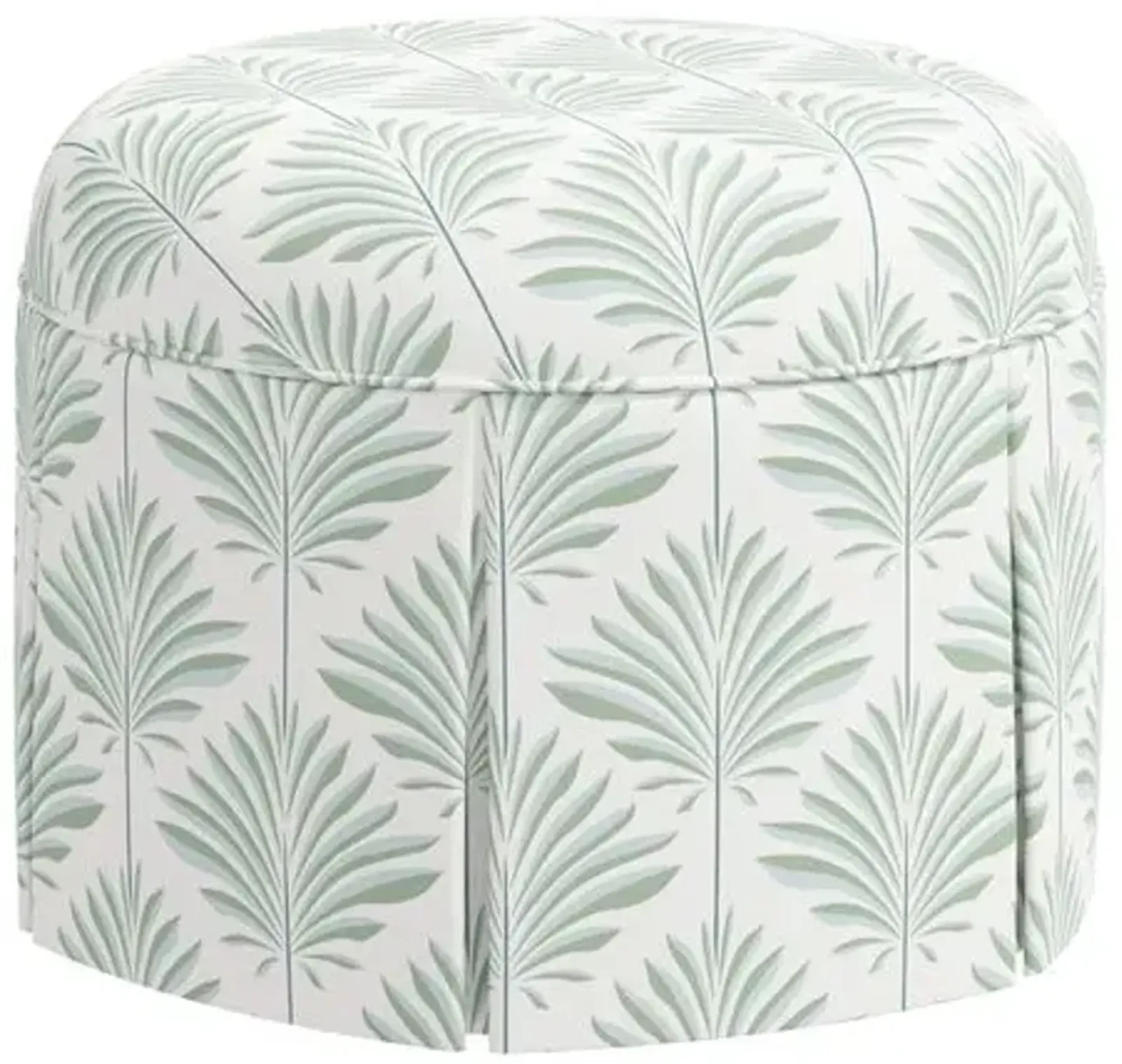 Liza Skirted Ottoman - Cerifera Palm - Green