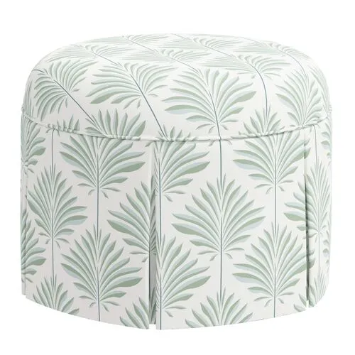 Liza Skirted Ottoman - Cerifera Palm - Green