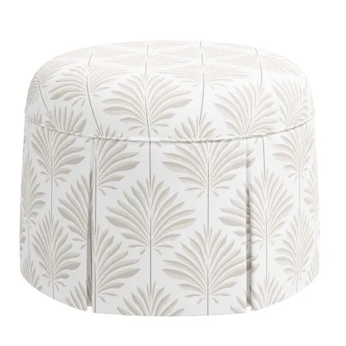 Liza Skirted Ottoman - Cerifera Palm - Beige