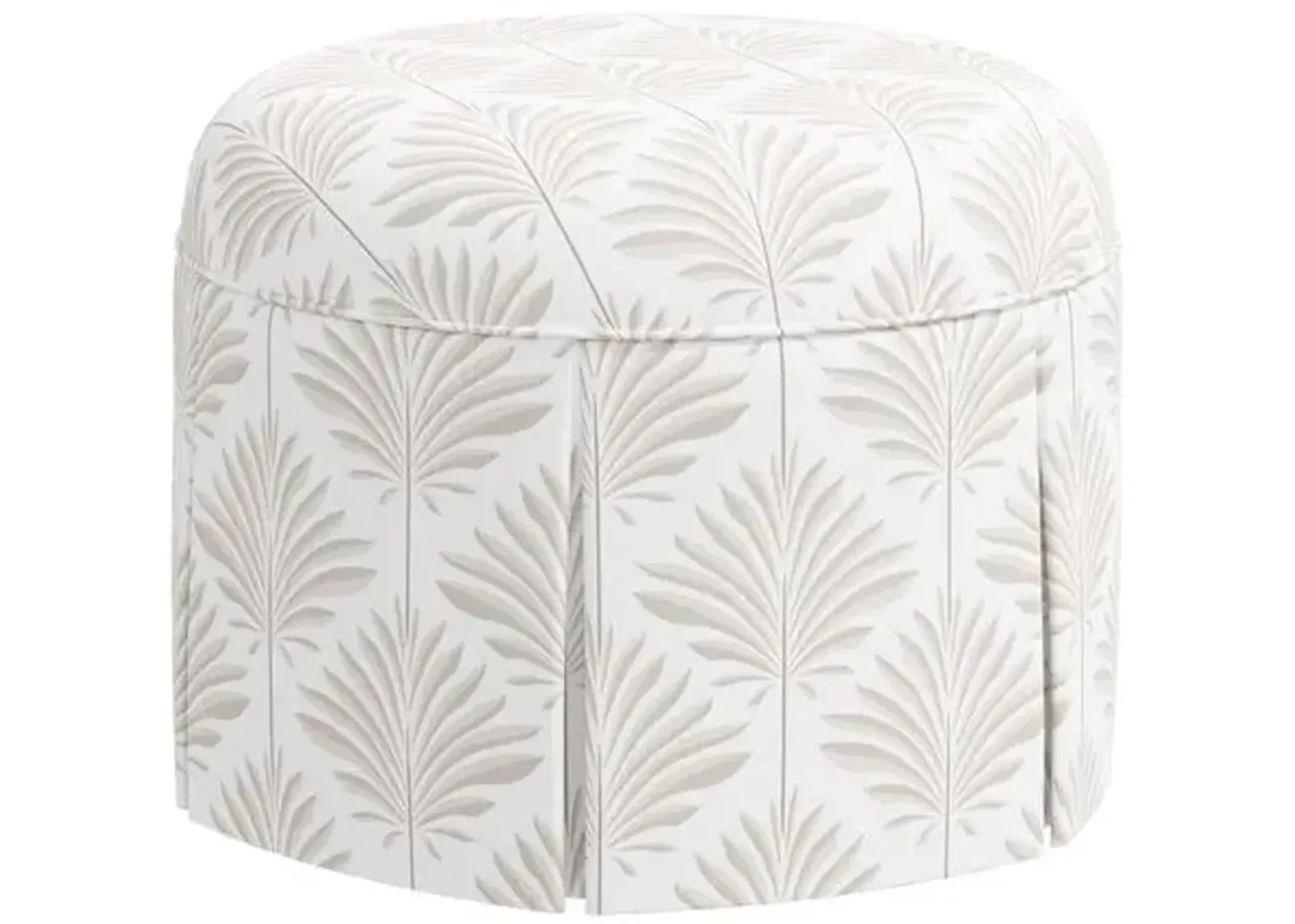 Liza Skirted Ottoman - Cerifera Palm - Beige