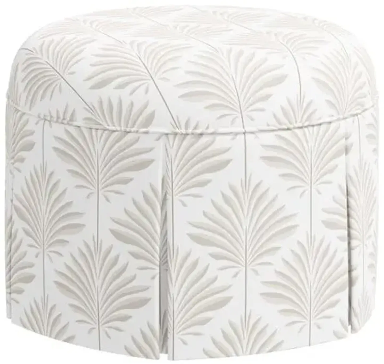 Liza Skirted Ottoman - Cerifera Palm - Beige