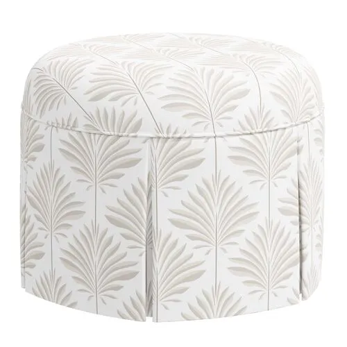 Liza Skirted Ottoman - Cerifera Palm - Beige