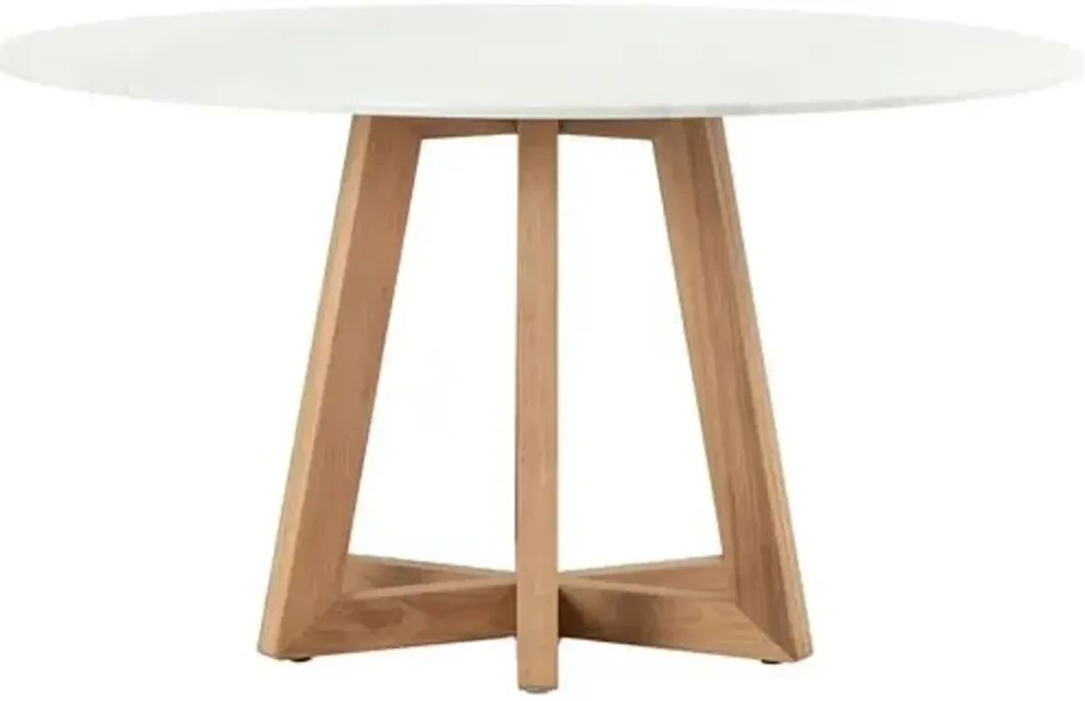 Lex 55" Round Marble Dining Table - Honey Oak