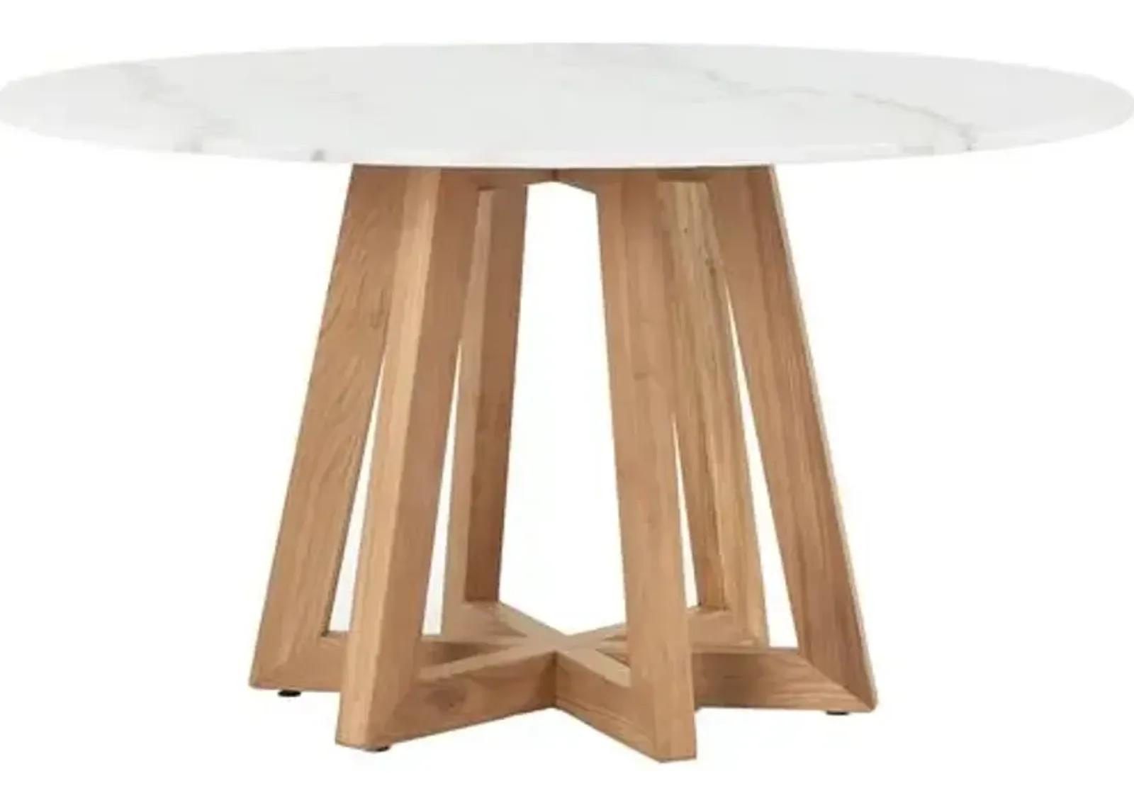 Lex 55" Round Marble Dining Table - Honey Oak