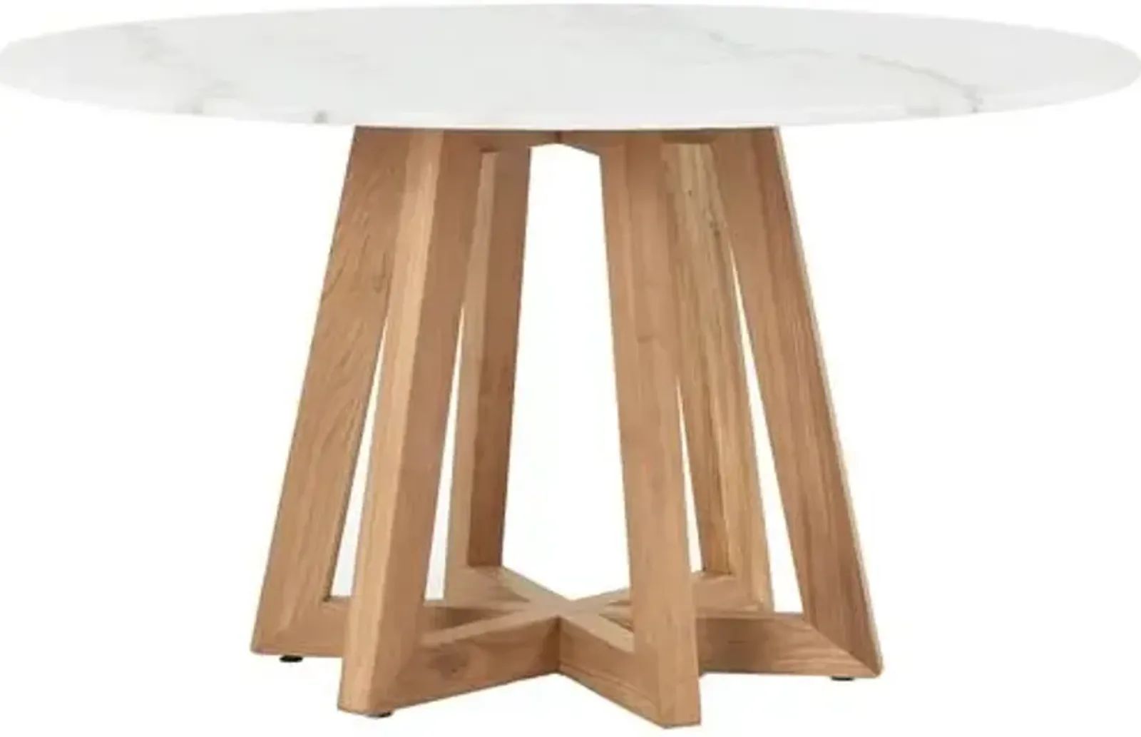 Lex 55" Round Marble Dining Table - Honey Oak