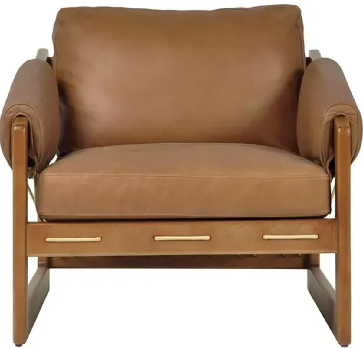 Benie Accent Chair - Palermo Cognac Leather - Brown, Comfortable, Durable, Cushioned