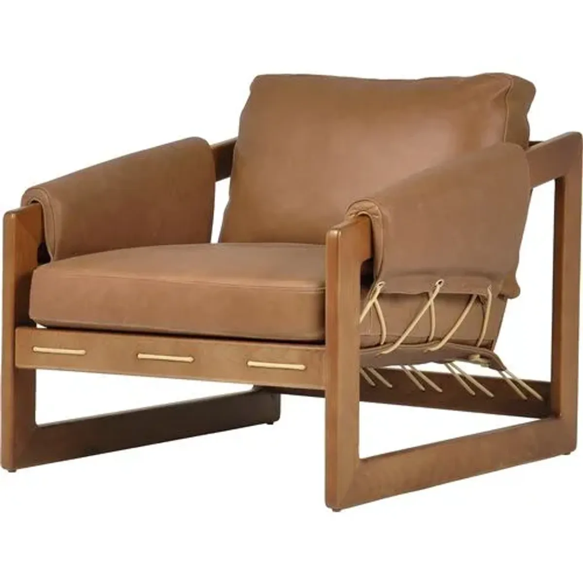 Benie Accent Chair - Palermo Cognac Leather - Brown, Comfortable, Durable, Cushioned