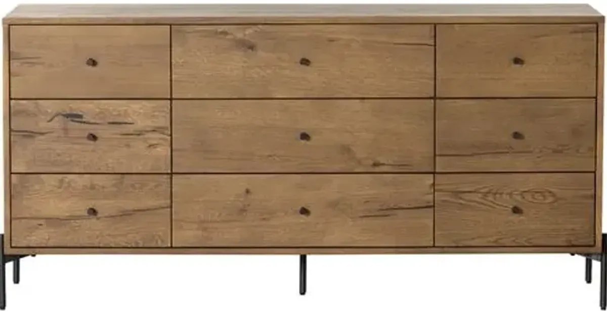 Alexis 9-Drawer Dresser - Amber Oak - Brown