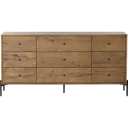 Alexis 9-Drawer Dresser - Amber Oak - Brown