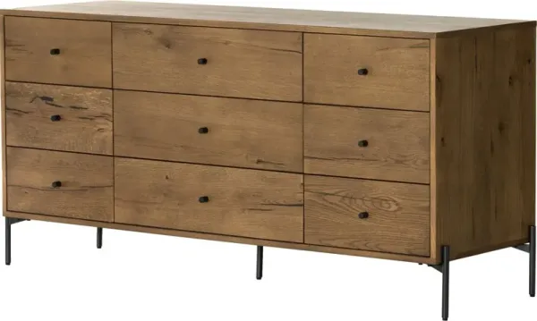 Meena 9-Drawer Dresser, Amber Oak 