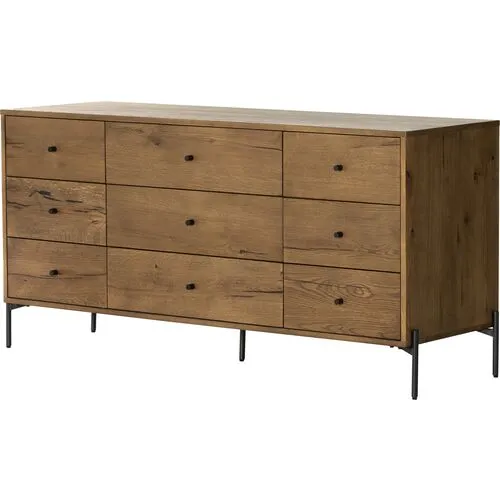 Alexis 9-Drawer Dresser - Amber Oak - Brown