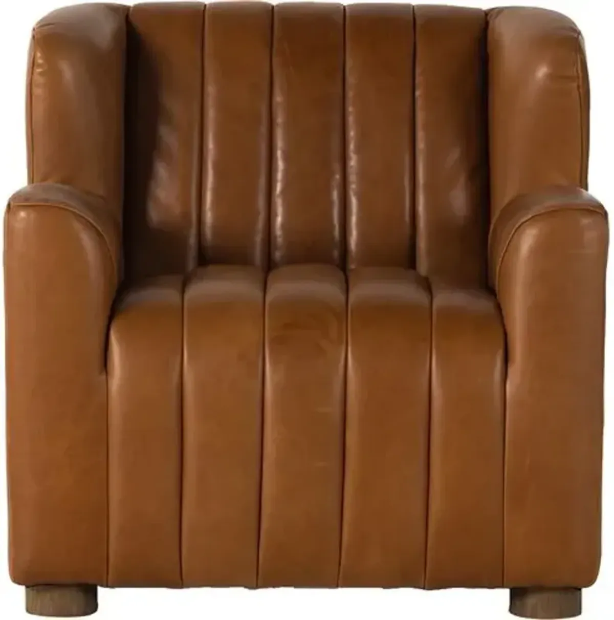 Elliot Leather Channeled Chair - Dakota Tobacco - Brown