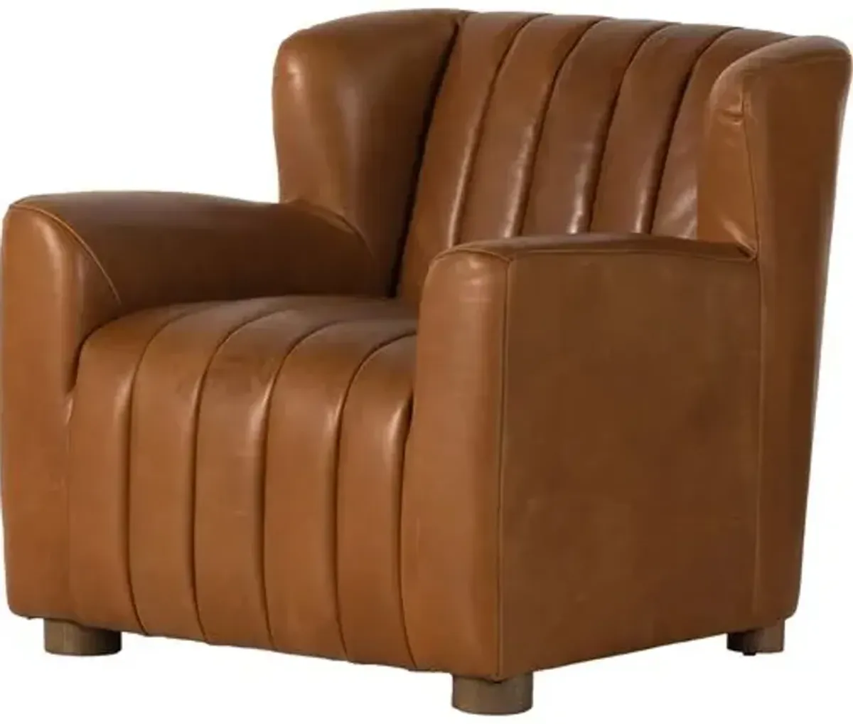 Elliot Leather Channeled Chair - Dakota Tobacco - Brown