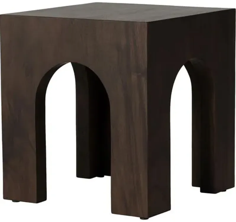 Ezra End Table - Smoked Guanacaste - Brown