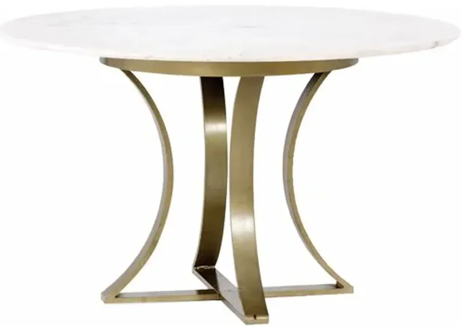 Mckenna Round Dining Table - Polished White Marble/Cast Brass