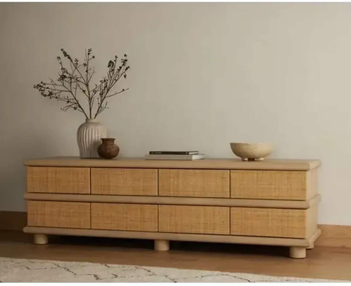 Misa Cane Media Console - Light Natural - Beige