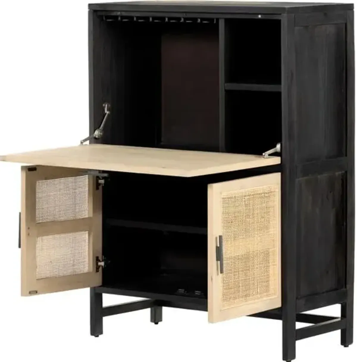 Aimee Cane Bar Cabinet - Black