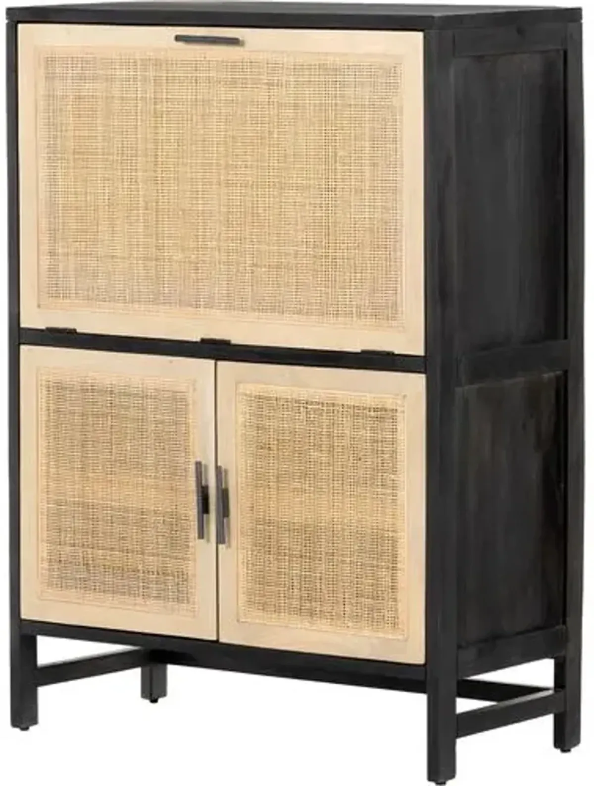 Aimee Cane Bar Cabinet - Black