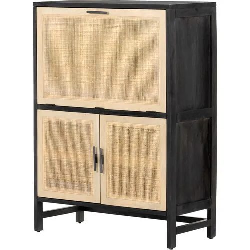 Aimee Cane Bar Cabinet - Black