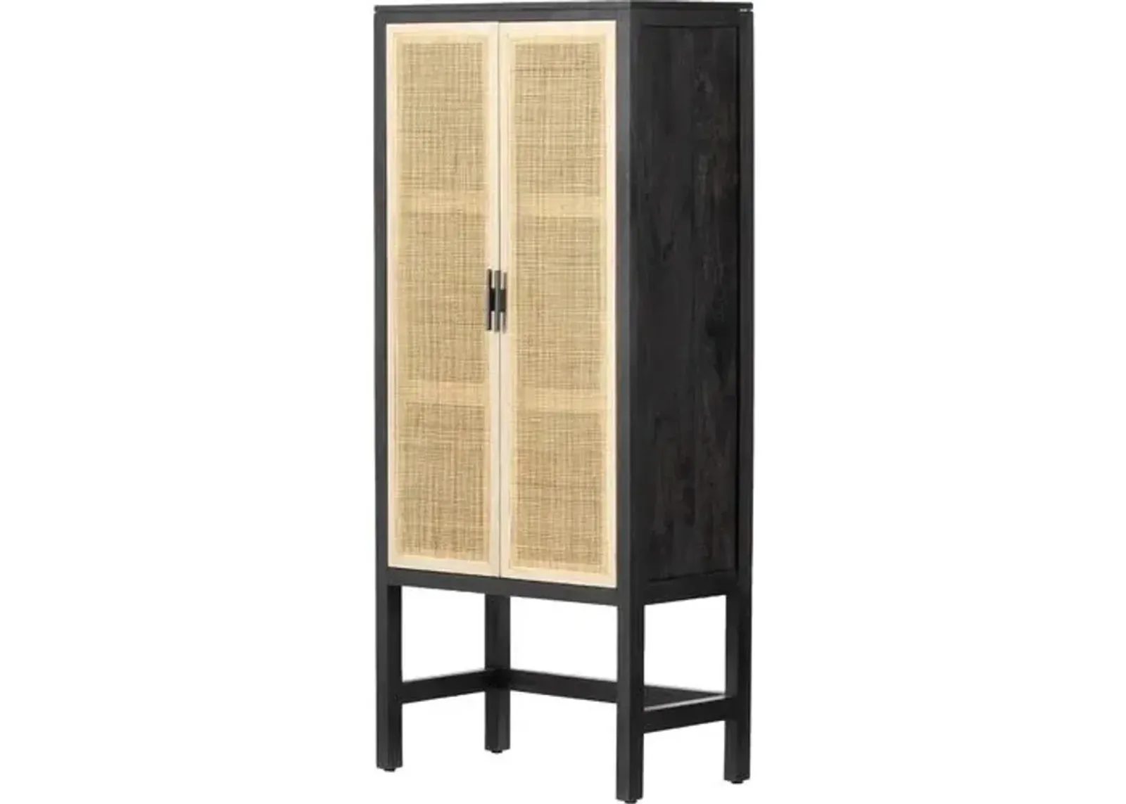 Aimee Cane Narrow Tall Cabinet - Black