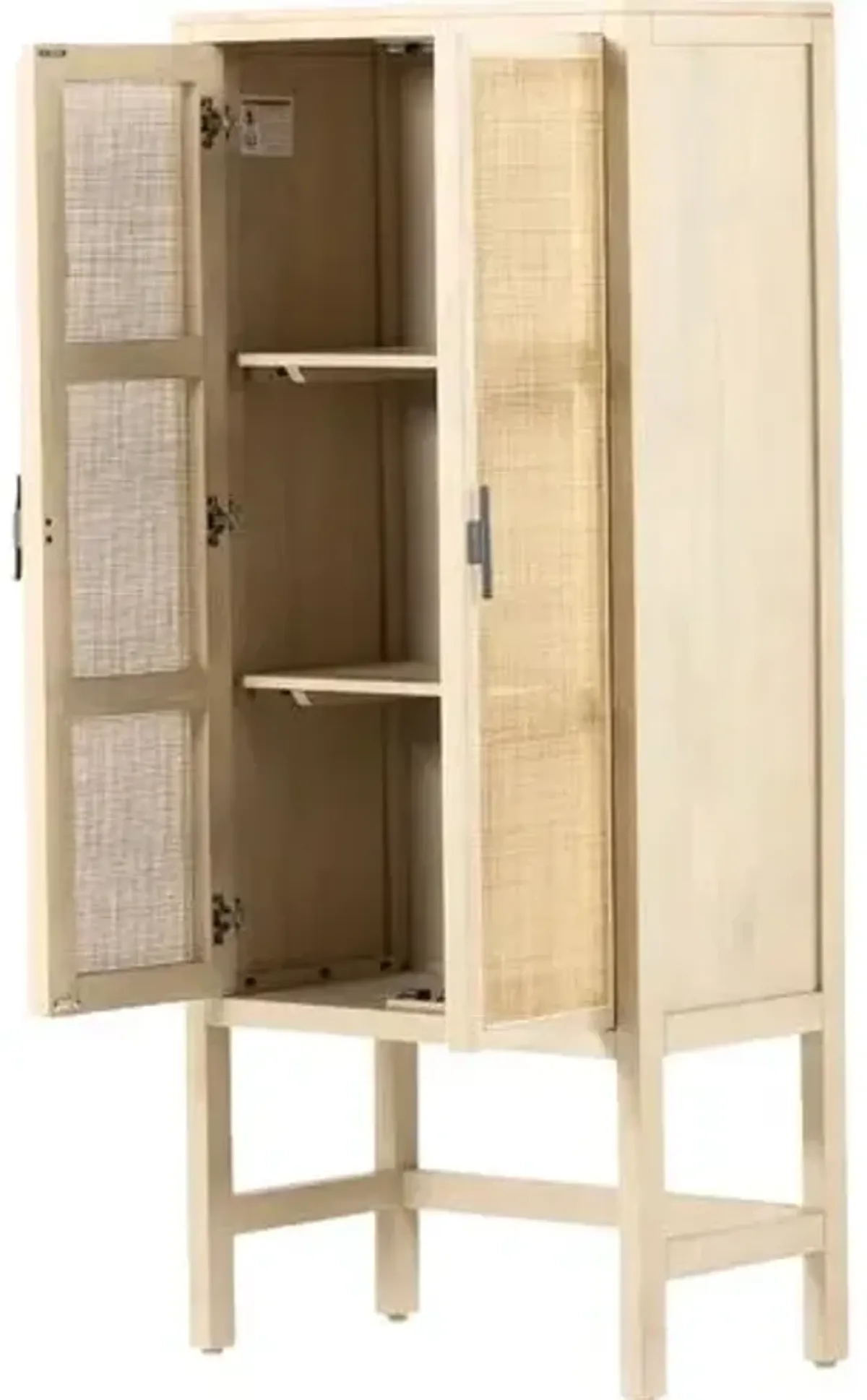 Aimee Cane Narrow Tall Cabinet - Beige