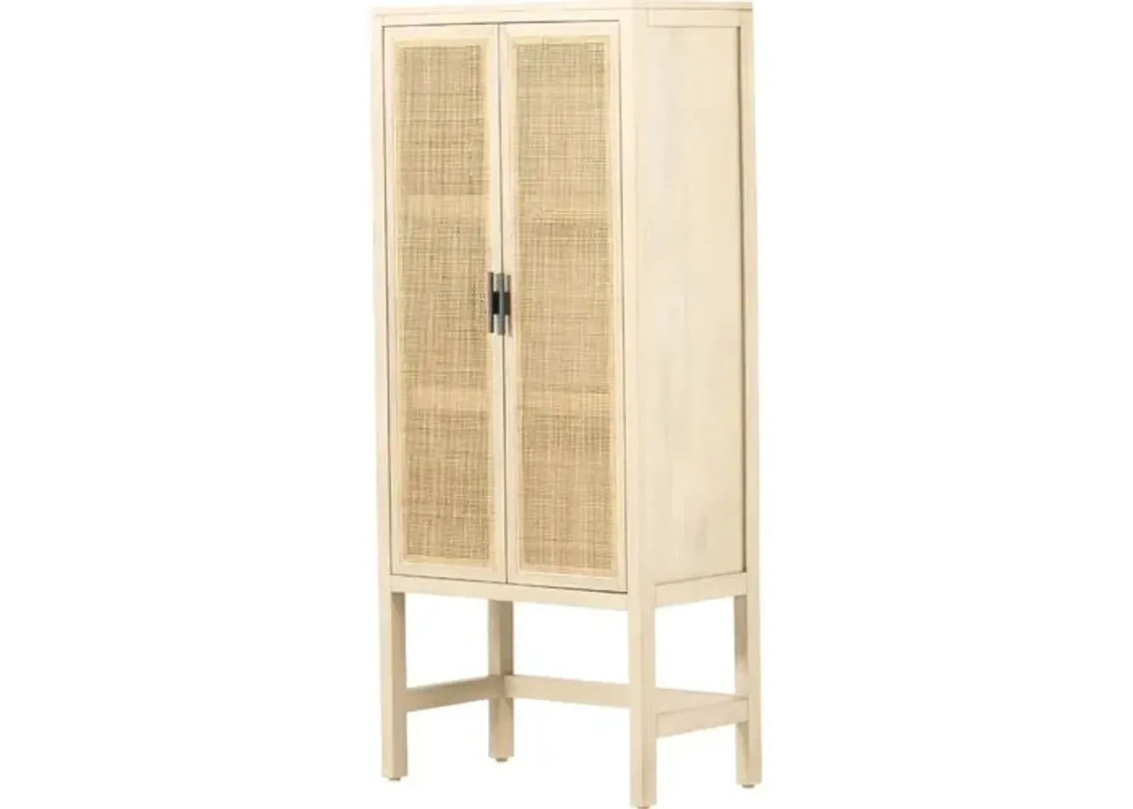 Aimee Cane Narrow Tall Cabinet - Beige